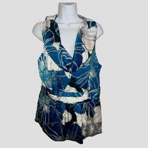 Banana Republic Stunning Teal Peint Sleeveless Cowl Neck peplum Blouse SZ 14